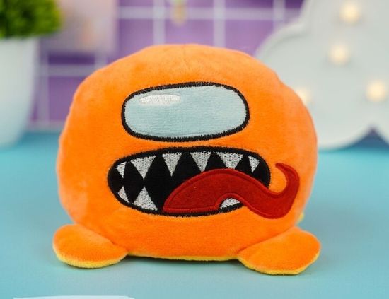 Мягкая игрушка-перевертыш "Among Us" желтый-оранжевый, 15 см