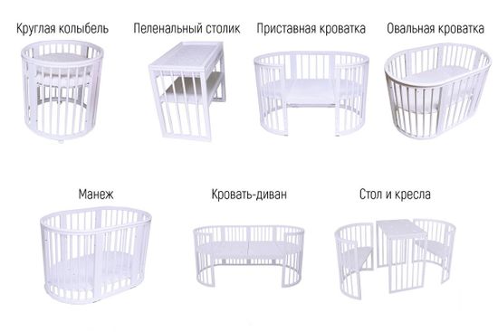 Кроватка для новорожденных трансформер Sleepy 8 в 1 без маятника Белый