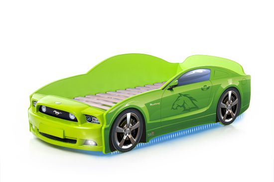 Кровать-машина "Мустанг" PLUS зеленый