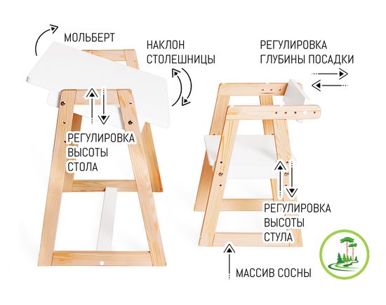 Детская растущая парта и стул Я САМ "Краски" (Синий)