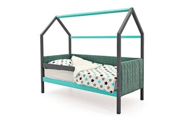 Кровать-домик мягкий «Svogen графит-мятный»