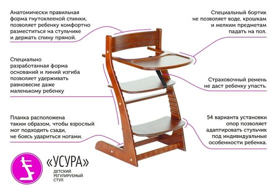 Детский растущий регулируемый стул "Усура белый"