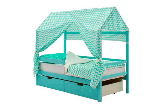 Крыша текстильная для кровати-домика Svogen "зигзаги мятные"