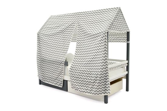 Крыша текстильная для кровати-домика Svogen "зигзаги графит"