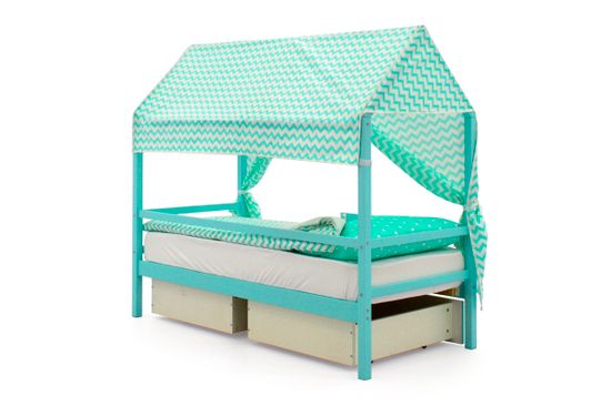 Крыша текстильная для кровати-домика Svogen "зигзаги мятные"