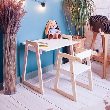 Детская растущая парта и стул Я САМ "Лофт" (Белый)